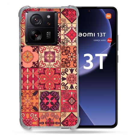 Coque Renforcée Pour Xiaomi 13T / 13T Pro Texture Carreau Ciment Rouge