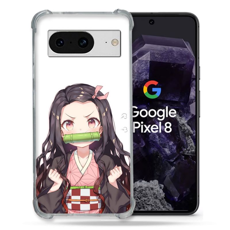 Coque Renforcée En Verre Trempé Pour Google Pixel 8 Manga Demon Slayer Nezuko