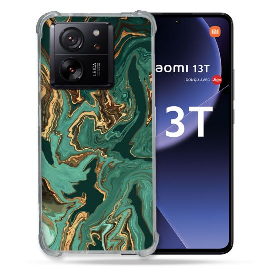 Coque Renforcée Pour Xiaomi 13T / 13T Pro Texture Marbre Vert