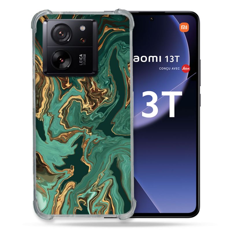 Coque Renforcée Pour Xiaomi 13T / 13T Pro Texture Marbre Vert