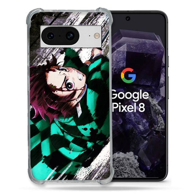 Coque Renforcée En Verre Trempé Pour Google Pixel 8 Manga Demon Slayer Tanjiro