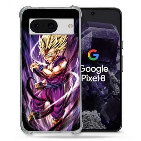 Coque Renforcée En Verre Trempé Pour Google Pixel 8 Manga Dragon Ball Sangohan Violet