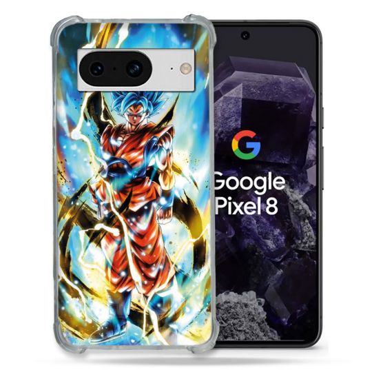 Coque Renforcée En Verre Trempé Pour Google Pixel 8 Manga Dragon Ball Sangoku Blanc