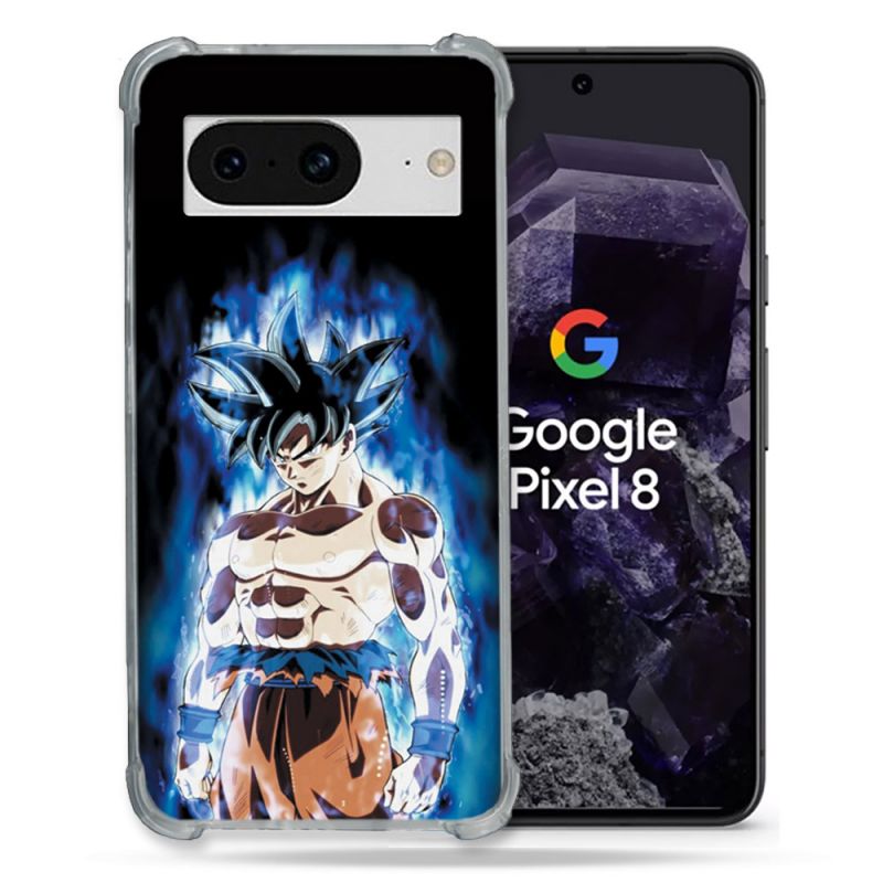 Coque Renforcée En Verre Trempé Pour Google Pixel 8 Manga Dragon Ball Sangoku Noir