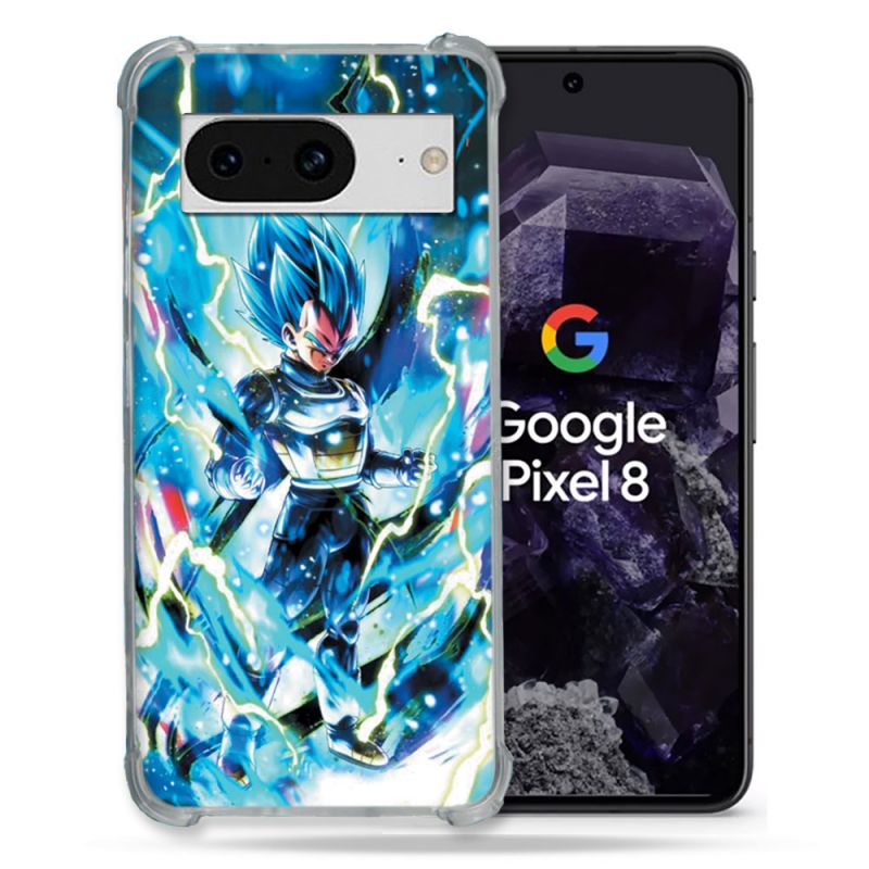 Coque Renforcée En Verre Trempé Pour Google Pixel 8 Manga Dragon Ball Vegeta Bleu