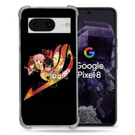 Coque Renforcée En Verre Trempé Pour Google Pixel 8 Manga Fairy Tail Logo Noir