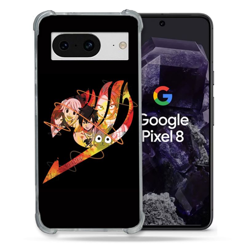 Coque Renforcée En Verre Trempé Pour Google Pixel 8 Manga Fairy Tail Logo Noir