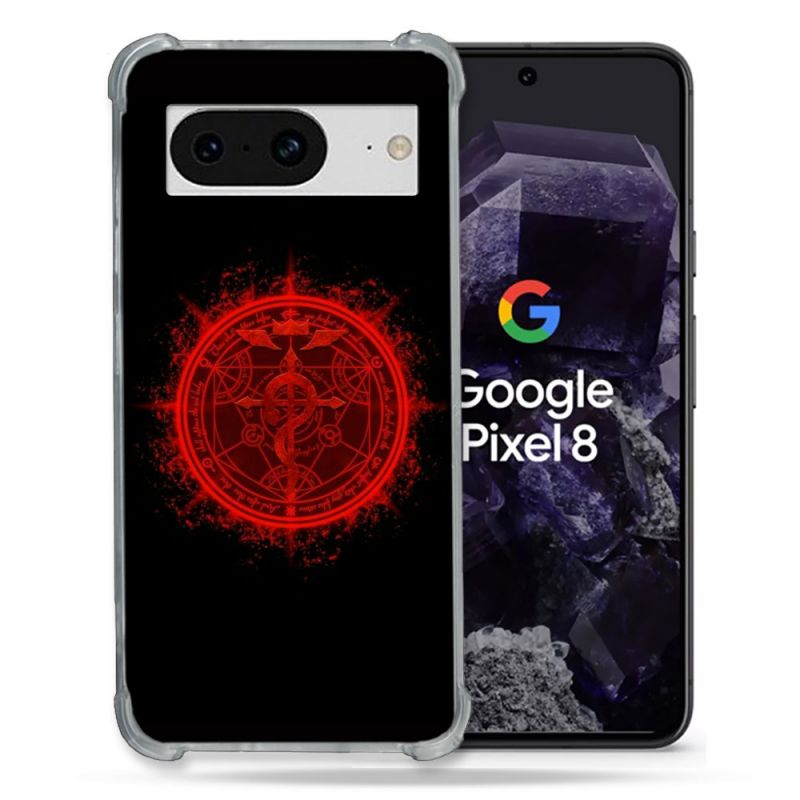 Coque Renforcée En Verre Trempé Pour Google Pixel 8 Manga Fullmetal Alchemist Logo