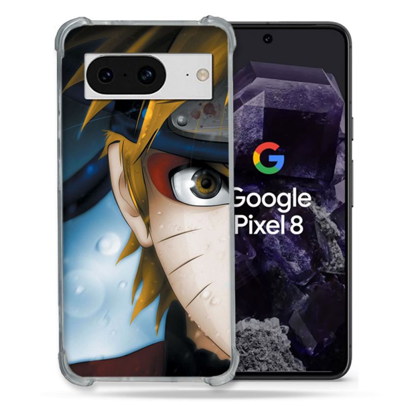 Coque Renforcée En Verre Trempé Pour Google Pixel 8 Manga Naruto Blanc