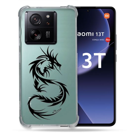 Coque Renforcée Transparente Pour Xiaomi 13T / 13T Pro Dragon Noir