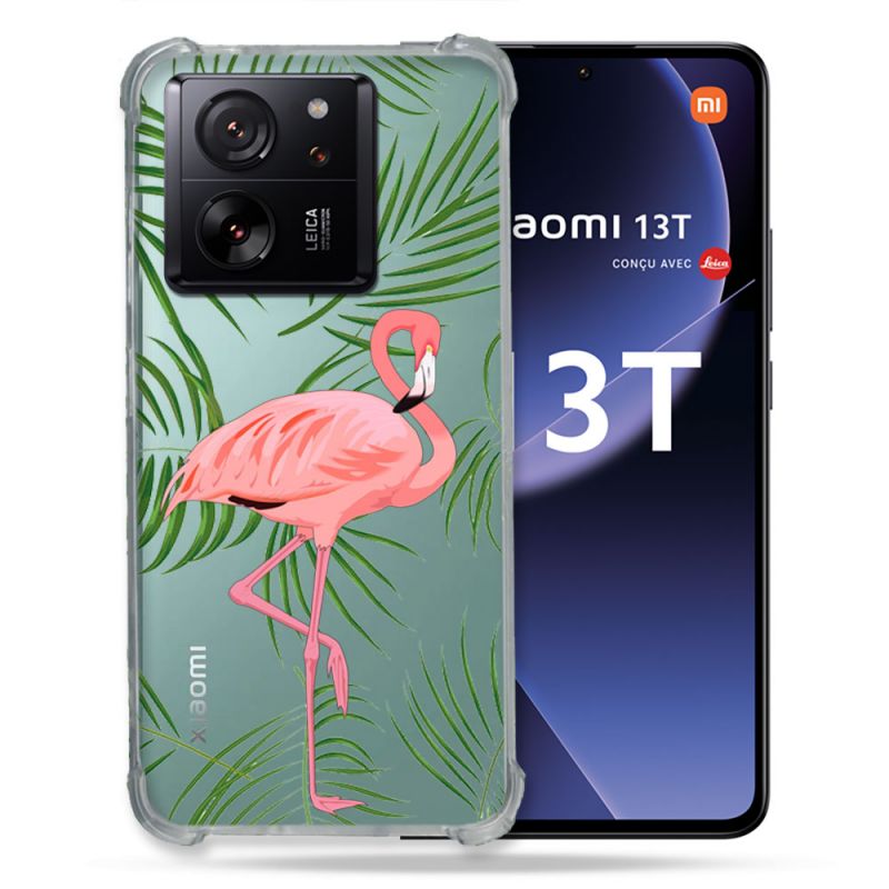 Coque Renforcée Transparente Pour Xiaomi 13T / 13T Pro Flamant Rose