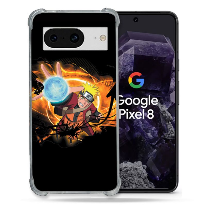 Coque Renforcée En Verre Trempé Pour Google Pixel 8 Manga Naruto Noir
