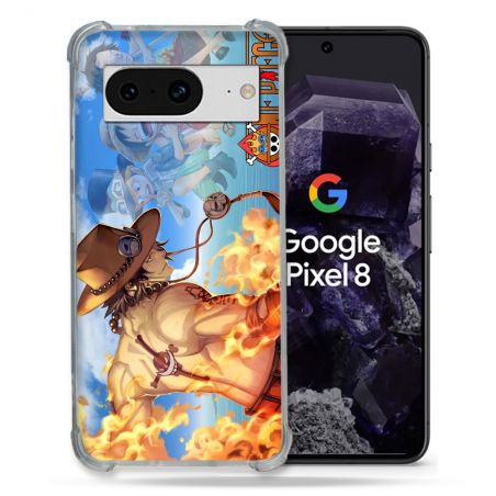 Coque Renforcée En Verre Trempé Pour Google Pixel 8 Manga One Piece Ace Color