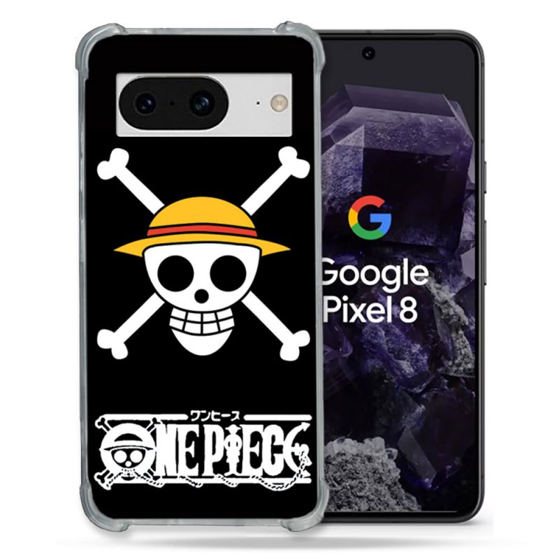 Coque Renforcée En Verre Trempé Pour Google Pixel 8 Manga One Piece Tete de Mort