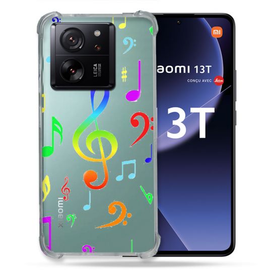 Coque Renforcée Transparente Pour Xiaomi 13T / 13T Pro Note Musique Colore