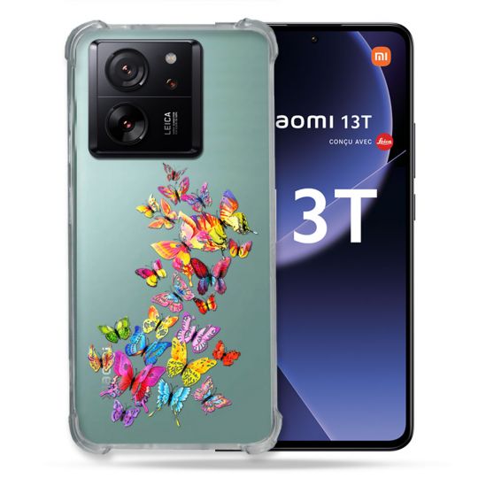 Coque Renforcée Transparente Pour Xiaomi 13T / 13T Pro Papillon Multicolore