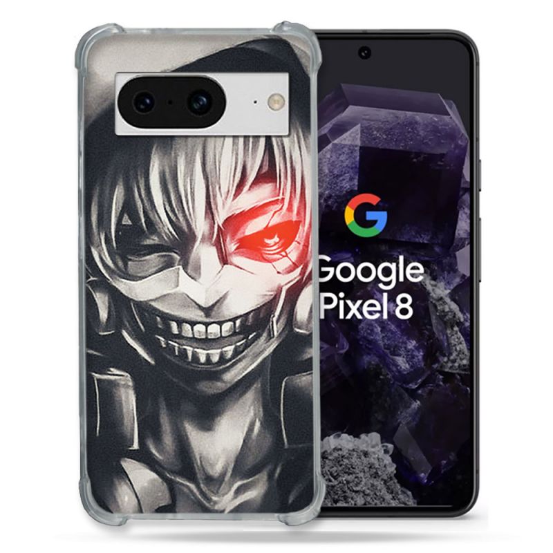 Coque Renforcée En Verre Trempé Pour Google Pixel 8 Manga Tokyo Ghoul Kaneki Noir