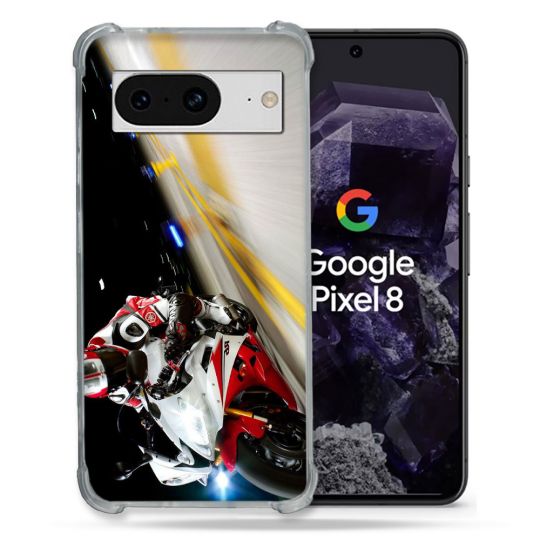 Coque Renforcée En Verre Trempé Pour Google Pixel 8 Moto Course GP R6