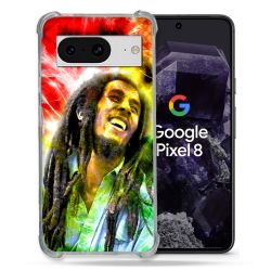 Coque Renforcée En Verre Trempé Pour Google Pixel 8 Musique Bob Marley Color