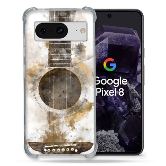 Coque Renforcée En Verre Trempé Pour Google Pixel 8 Musique Guitare Tag