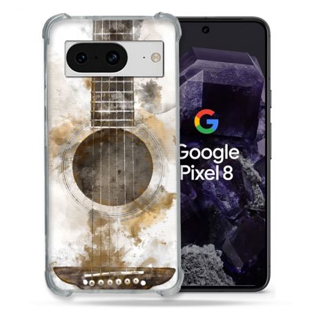 Coque Renforcée En Verre Trempé Pour Google Pixel 8 Musique Guitare Tag