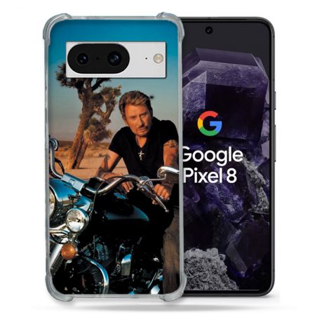 Coque Renforcée En Verre Trempé Pour Google Pixel 8 Musique Johnny Hallyday Moto