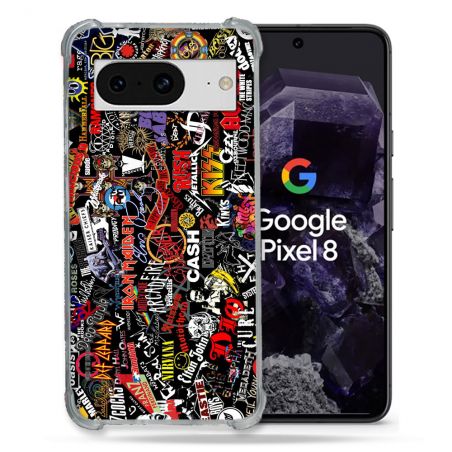 Coque Renforcée En Verre Trempé Pour Google Pixel 8 Musique Rock Groupe