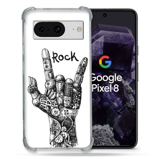 Coque Renforcée En Verre Trempé Pour Google Pixel 8 Musique Rock Main
