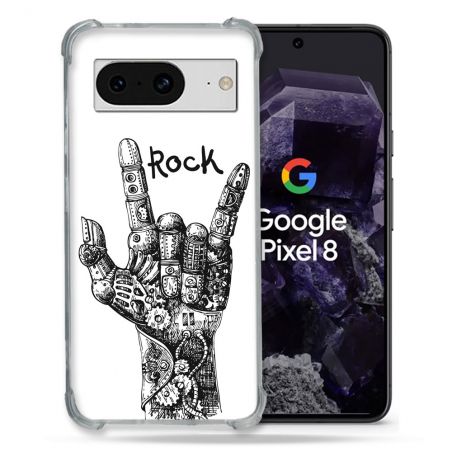 Coque Renforcée En Verre Trempé Pour Google Pixel 8 Musique Rock Main