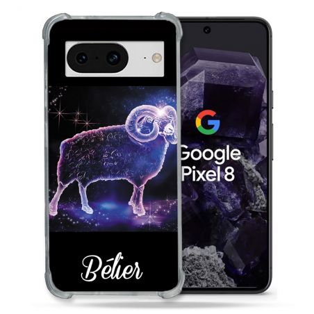 Coque Renforcée En Verre Trempé Pour Google Pixel 8 Signe Zodiaque 2 Bélier