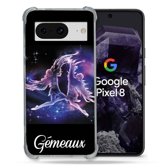 Coque Renforcée En Verre Trempé Pour Google Pixel 8 Signe Zodiaque 2 Gémeaux