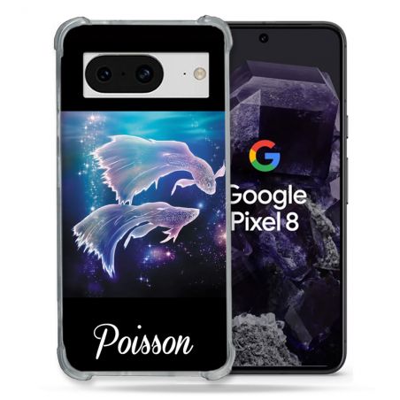 Coque Renforcée En Verre Trempé Pour Google Pixel 8 Signe Zodiaque 2 Poisson