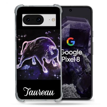 Coque Renforcée En Verre Trempé Pour Google Pixel 8 Signe Zodiaque 2 Taureau