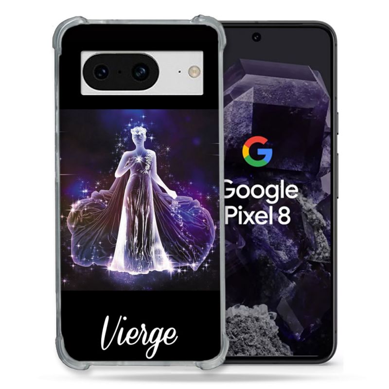 Coque Renforcée En Verre Trempé Pour Google Pixel 8 Signe Zodiaque 2 Vierge
