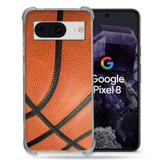 Coque Renforcée En Verre Trempé Pour Google Pixel 8 Sport Ballon Basket