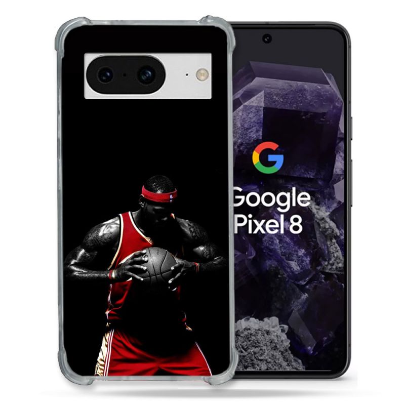 Coque Renforcée En Verre Trempé Pour Google Pixel 8 Sport Basketeur