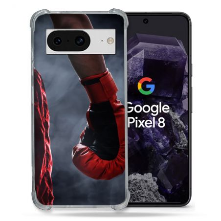 Coque Renforcée En Verre Trempé Pour Google Pixel 8 Sport Boxe Gant Rouge