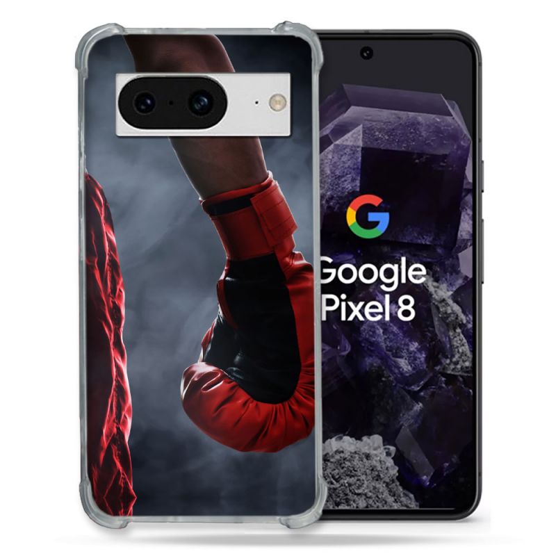 Coque Renforcée En Verre Trempé Pour Google Pixel 8 Sport Boxe Gant Rouge