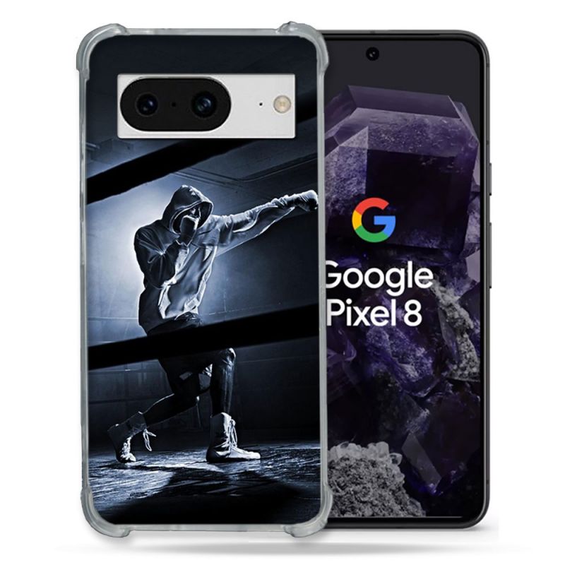 Coque Renforcée En Verre Trempé Pour Google Pixel 8 Sport Boxe Poing
