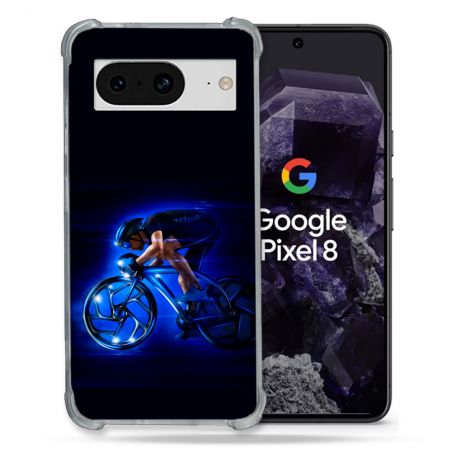 Coque Renforcée En Verre Trempé Pour Google Pixel 8 Sport Cyclisme Bleu
