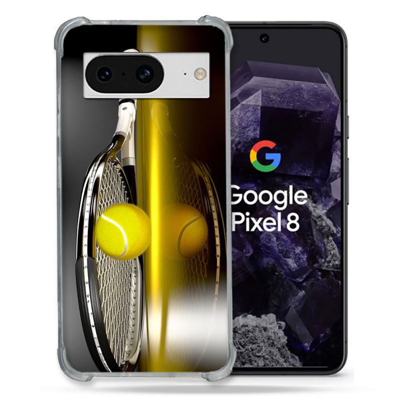 Coque Renforcée En Verre Trempé Pour Google Pixel 8 Sport Tennis Reflet