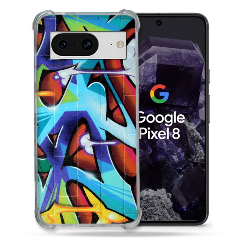 Coque Renforcée En Verre Trempé Pour Google Pixel 8 Street Art Graf Color