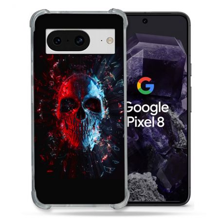 Coque Renforcée En Verre Trempé Pour Google Pixel 8 Tete de Mort Deflagration