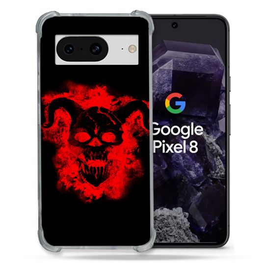 Coque Renforcée En Verre Trempé Pour Google Pixel 8 Tete de Mort Diable
