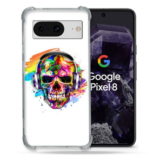 Coque Renforcée En Verre Trempé Pour Google Pixel 8 Tete de Mort Tag