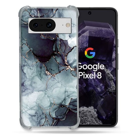 Coque Renforcée En Verre Trempé Pour Google Pixel 8 Texture Marbre Gris