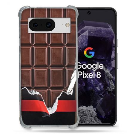 Coque Renforcée En Verre Trempé Pour Google Pixel 8 Texture Trompe Oeil Chocolat