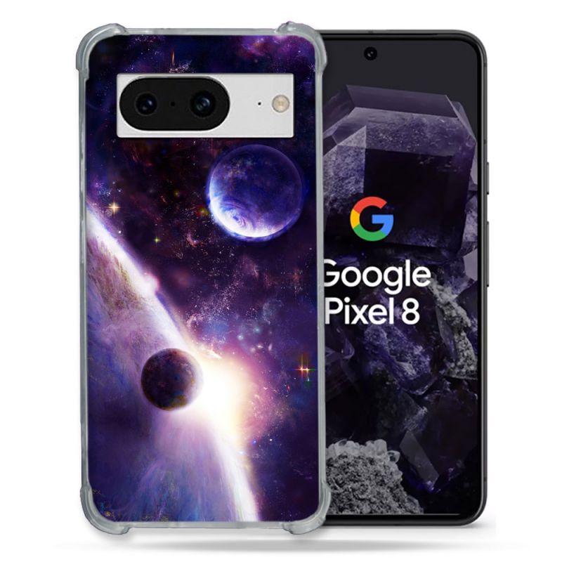 Coque Renforcée En Verre Trempé Pour Google Pixel 8 Univers Planete Stellaire