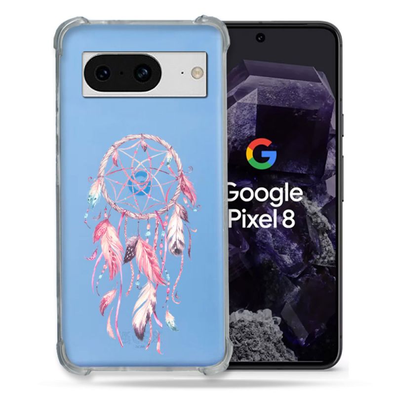 Coque Transparente Renforcée En Verre Trempé Pour Google Pixel 8 Attrape Reve Rose