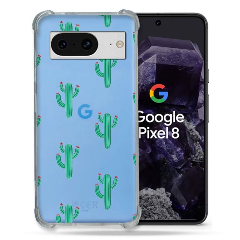 Coque Transparente Renforcée En Verre Trempé Pour Google Pixel 8 Cactus